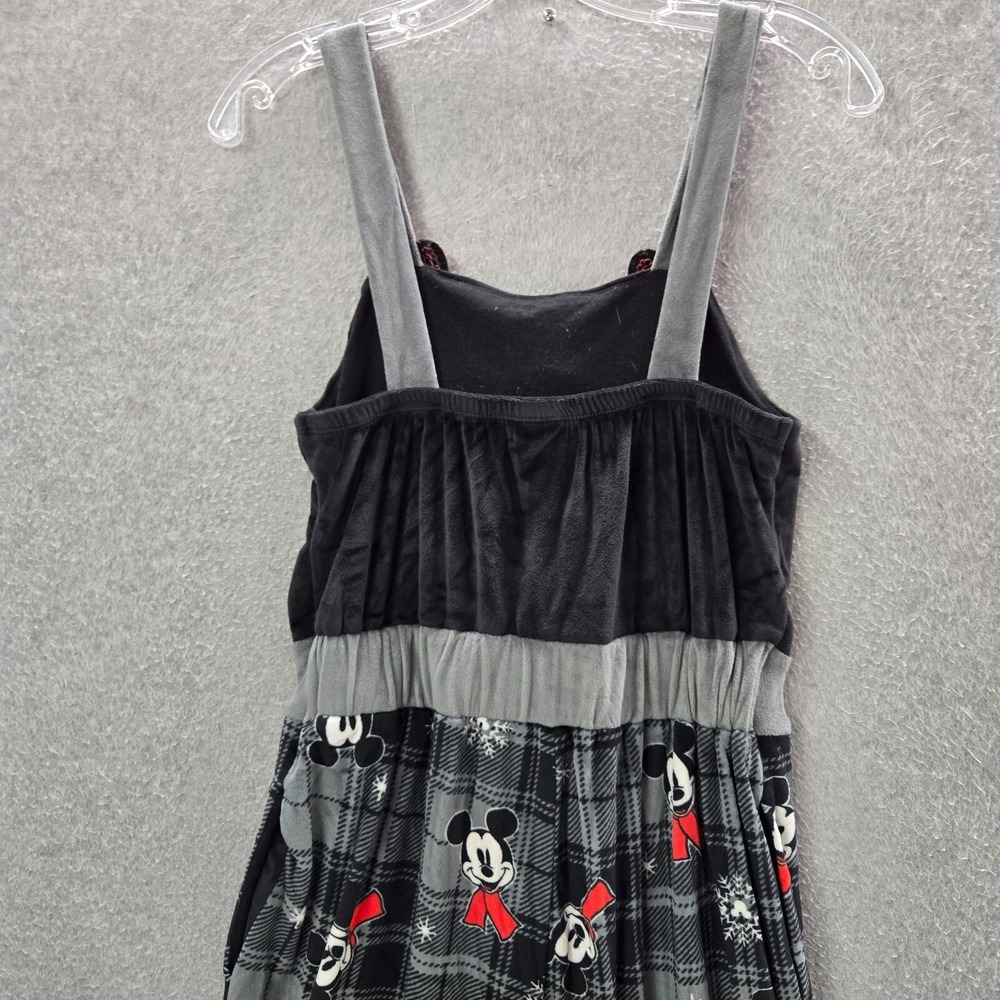 Disney Women Sleepwear Small Gray Plaid Juniors Velour Jumpsuit Mickey Mouse - Picture 6 of 10
